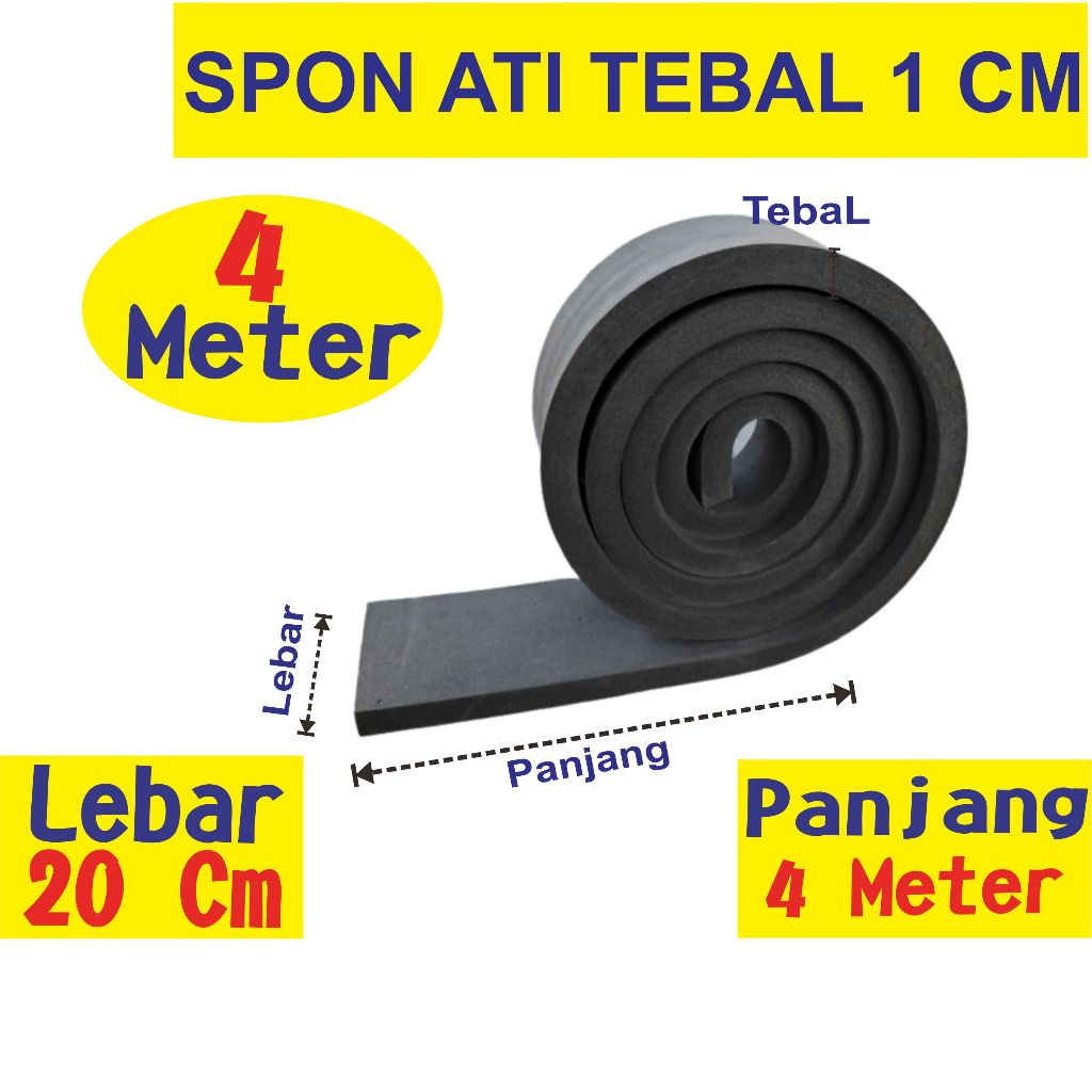 SPON ATI / BUSA ATI / SPON EVA TEBAL 1 CM WARNA HITAM UKURAN 20 CM X 400 CM