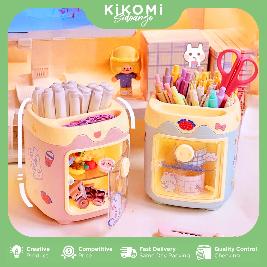 

KOTAK PENYIMPANAN ALAT TULIS Tempat Pensil Mini Akrilik Transparan Organizer Meja - KM