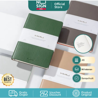 

Nusign Leather Cover Notebook / Buku Catatan Tulis / Diary / Agenda Sampul Kulit A5 96 Lembar NS203