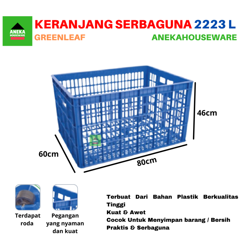 Keranjang Industri Container Box Roda 2223 L Green Leaf