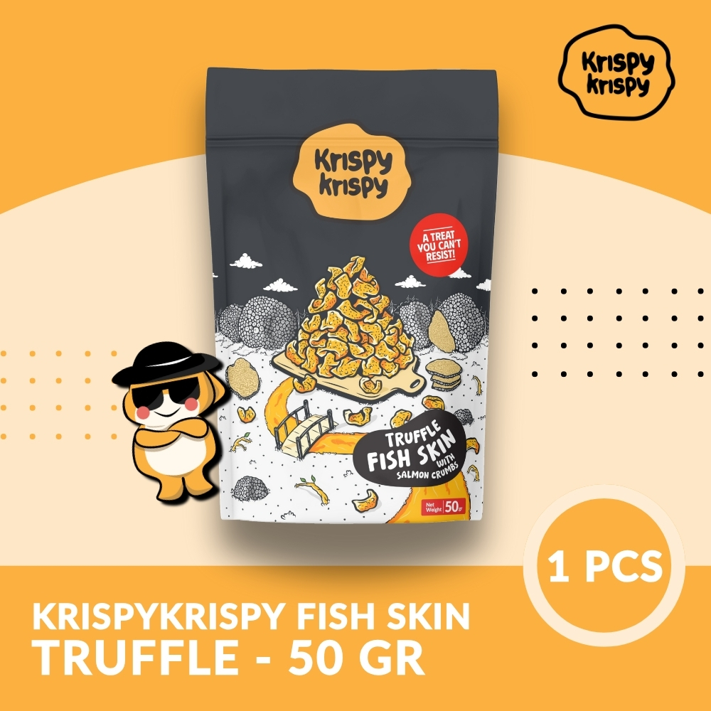 

Krispykrispy - Fish Skin / Kerupuk Kulit Ikan - with Salmon Crumbs - HALAL - rasa Truffle