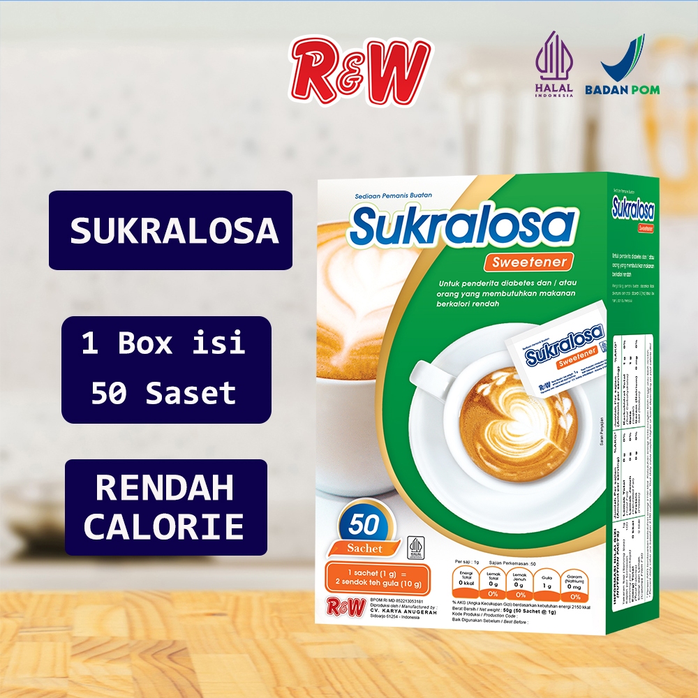 

Sukralosa Gula Rendah Kalori Sweetener Rajawali R&W RW 50 Sachet