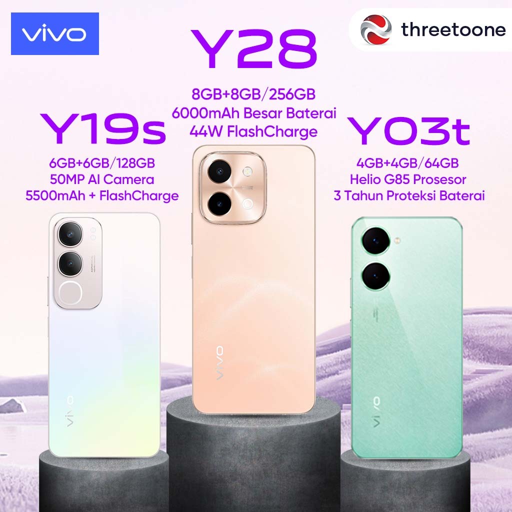 VIVO Y03t/Y19s/Y28 RAM 6GB ROM 128GB 5000mAh Baterry Hp Vivo Terbaru 2024 Garansi Resmi Bisa COD