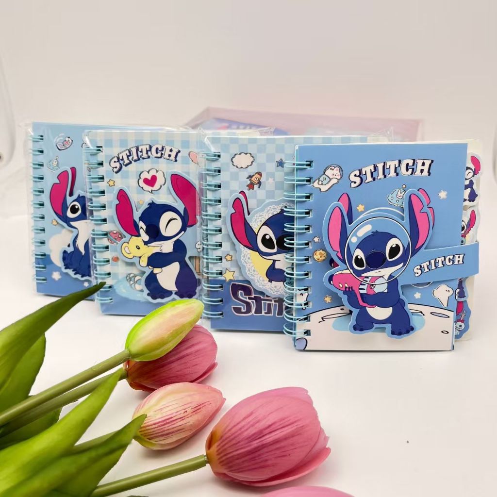 

Buku Catatan Koil Persegi Kuromi Stitch Hadiah Buku Catatan Gesper Magnetik
