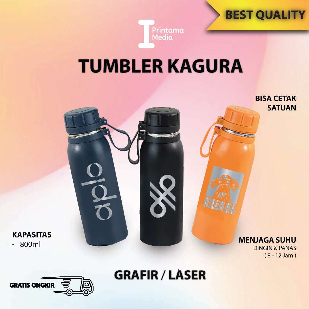 Custom Tumbler Kagura 800ml Cetak Laser Grafir Souvenir / Promosi