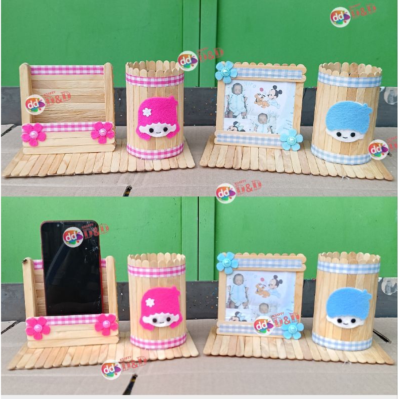 prakarya kerajinan daur ulang bekas stik es krim dan kaleng