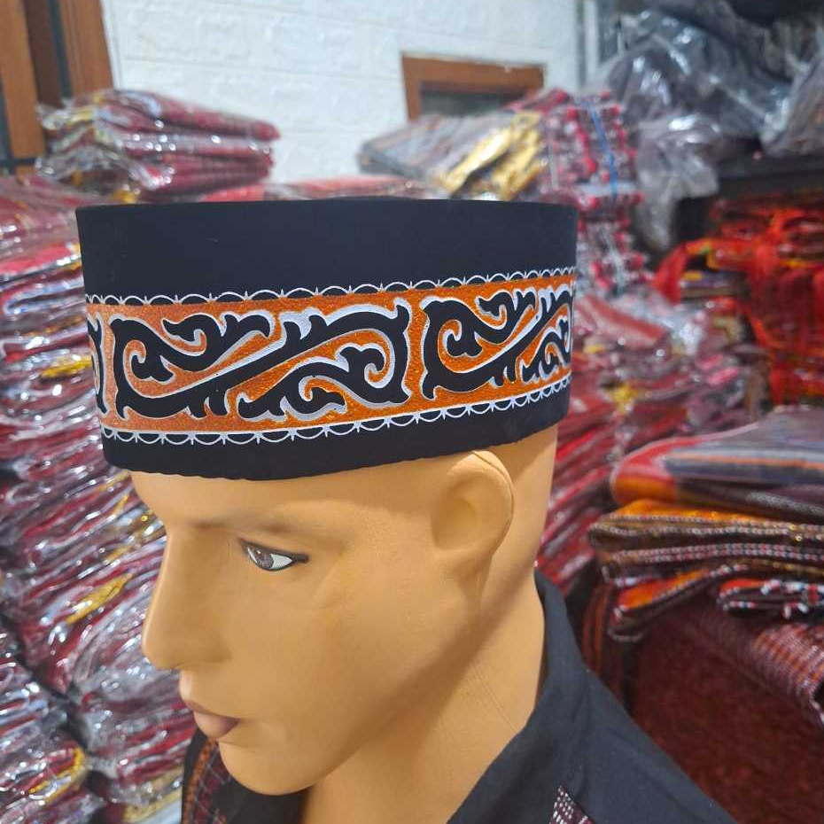 topi peci songkok MOTIF SABLON / peci pesta - songkok batak