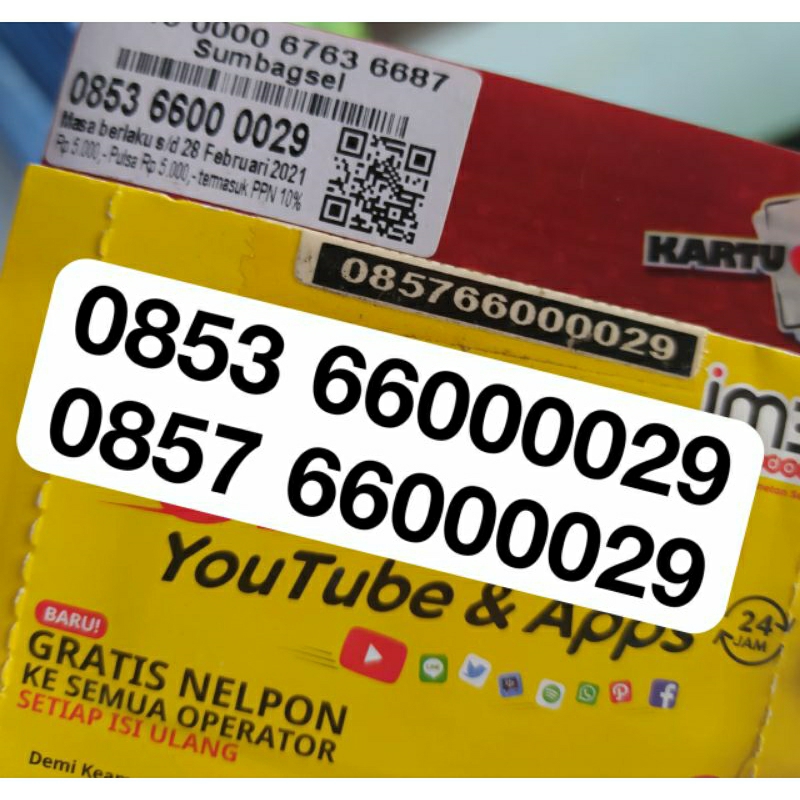 Nomor nomer cantik sepasang couple kembar kopel beda operator telkomsel dan indosat/ telkomsel dan s