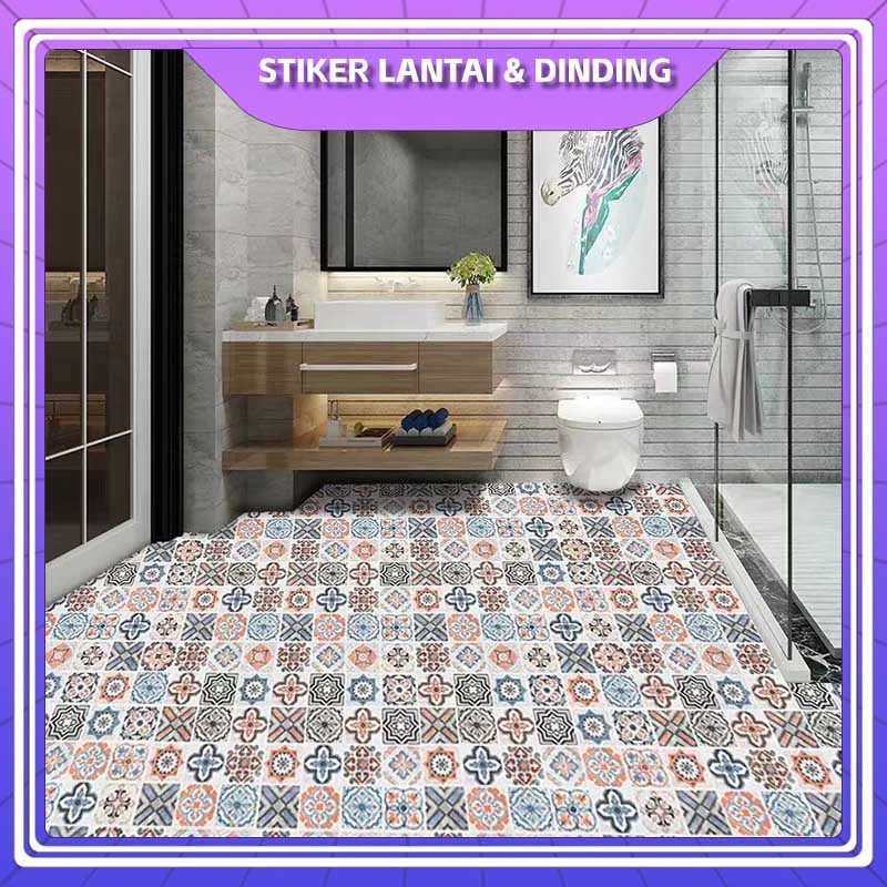 Stiker Kamar Mandi anti air 1M/2M/5M/Wallpaper Lantai Kamar Mandi PVC Stiker Perekat Diri Stiker Lan