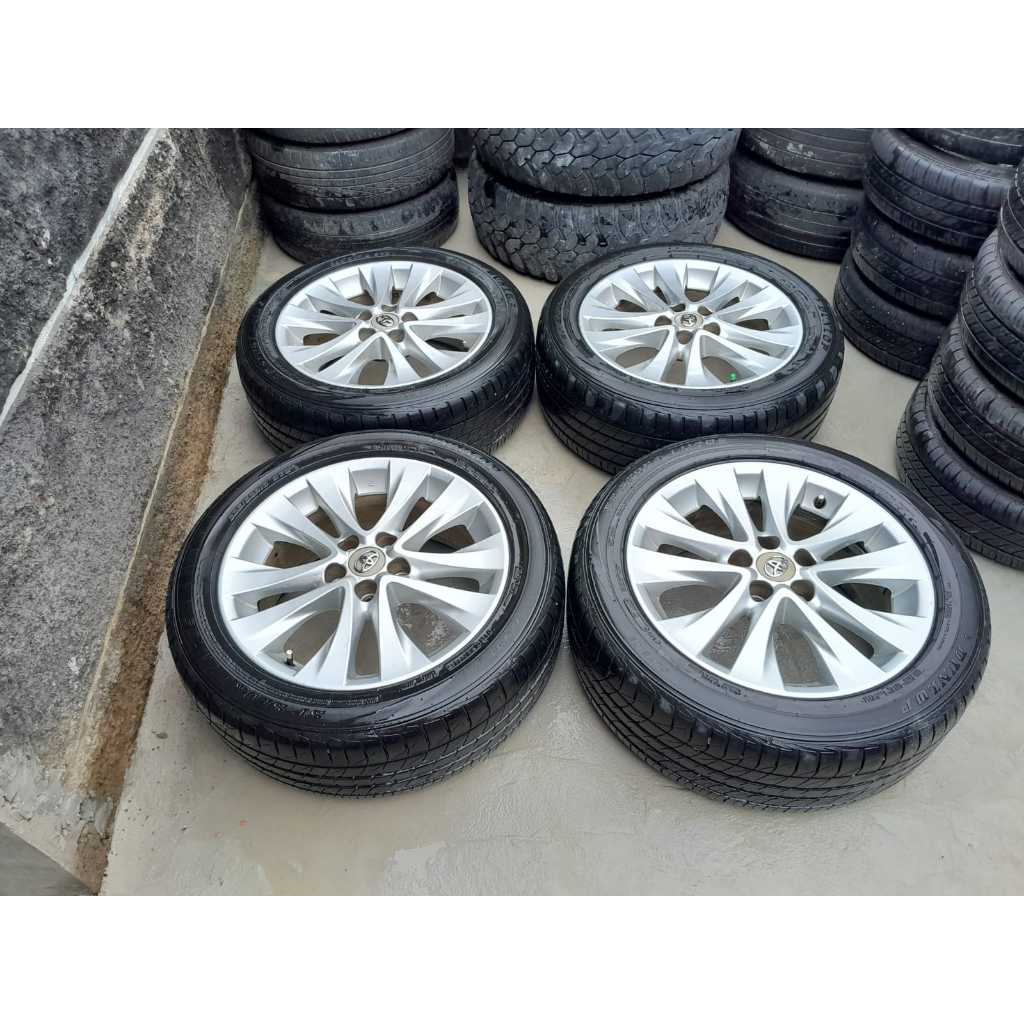 VELG MOBIL ORIGINAL STD VELLFIRE RING 18 LEBAR 7,5 PCD 5X114 ET45 + BAN DUNLOP 235/50R18 INNOVA CAMR