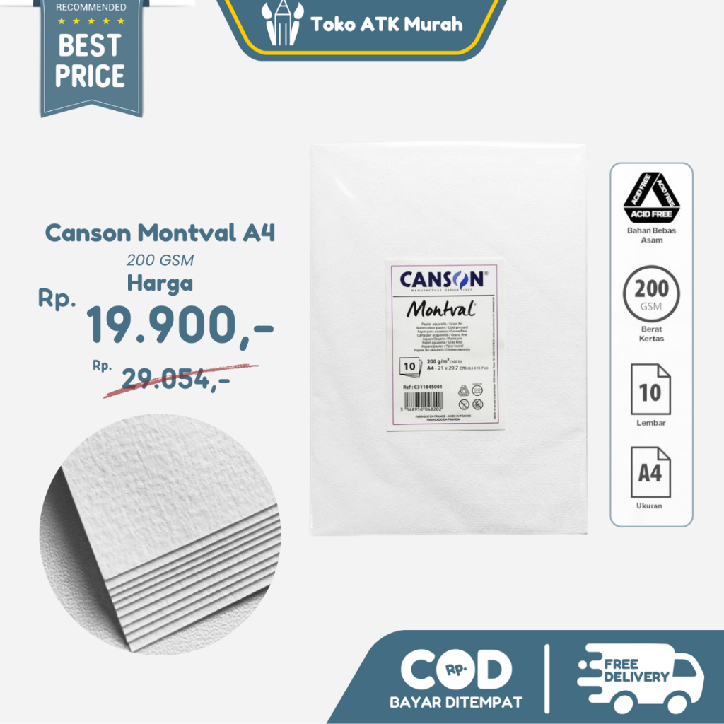 

Canson Montval A4 200gsm 10 Sheet - Kertas Cat Air Watercolor Paper