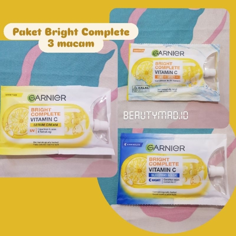 [ GARNIER ] Sachet Kuning Paket 3 Macam (Dc / Nc + Facial Foam)