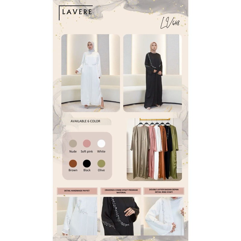 Fateeha - Mulan Abaya | New Abaya Premium Raya series Gamis putih Gamis payet mutiara