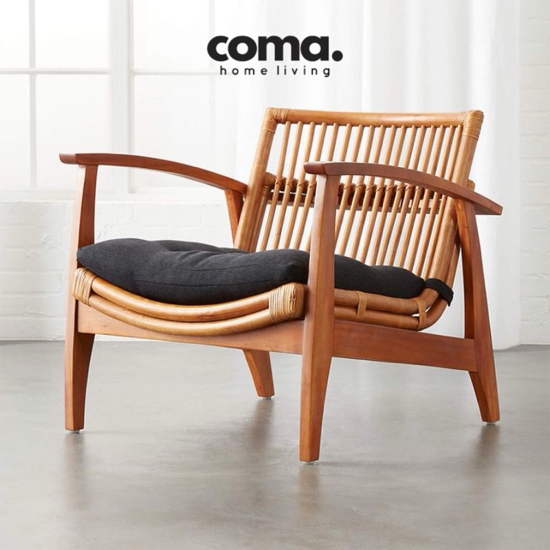 Kursi Santai Jati Anyaman Rotan Alam / Kursi Malas Jati Kombinasi Rotan / Arm Chair / Lazy Chair