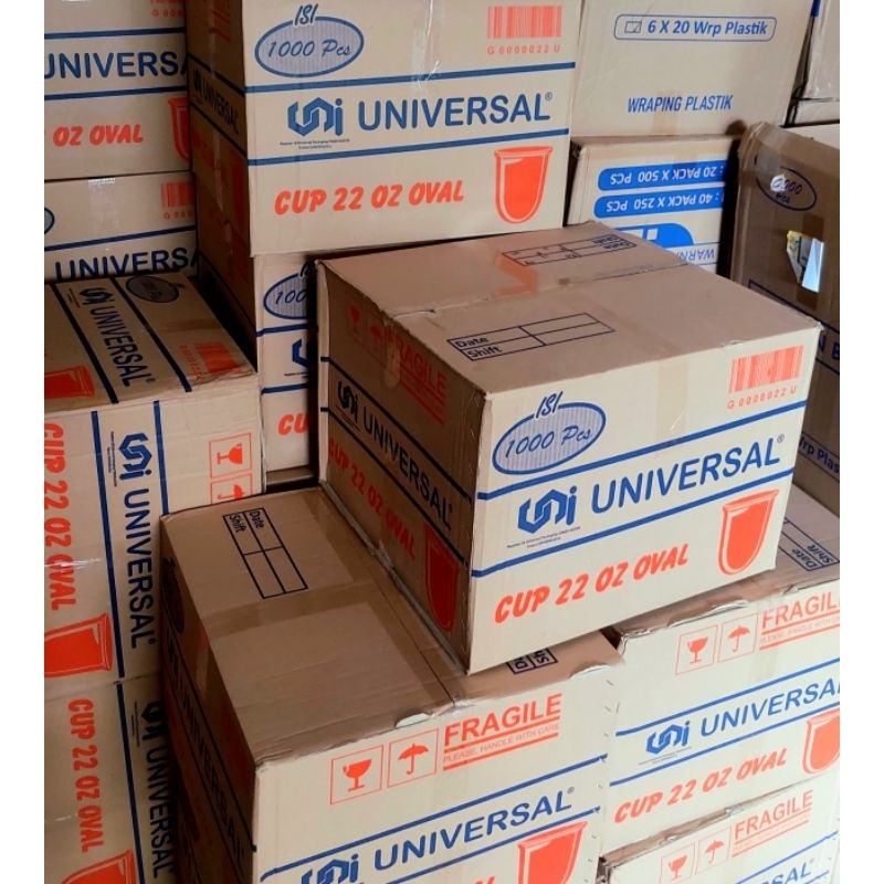 gelas cup 22 oz universal ( 1 dus isi 1000 pcs )