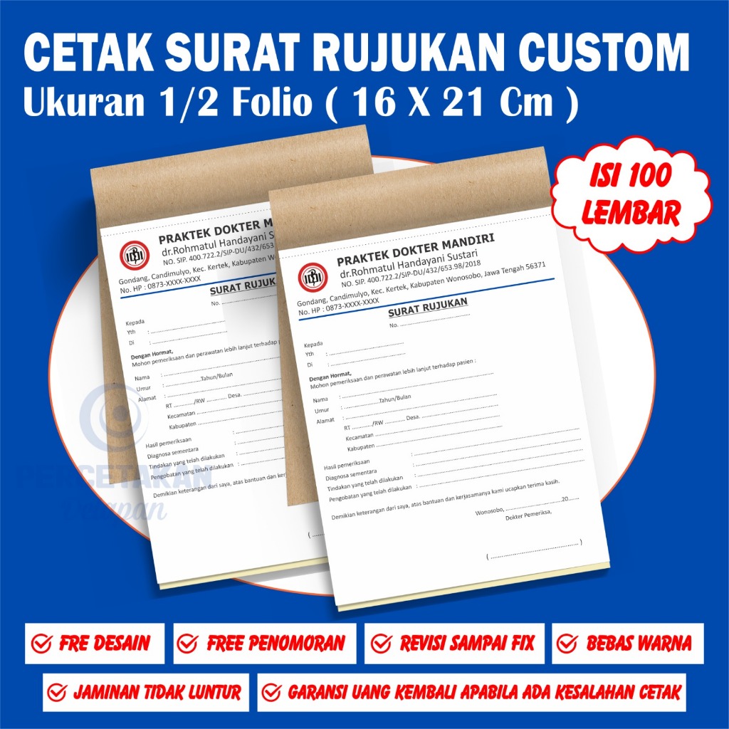 

Cetak surat rujukan ukuran 1/2 folio ( 21 x 16 cm )