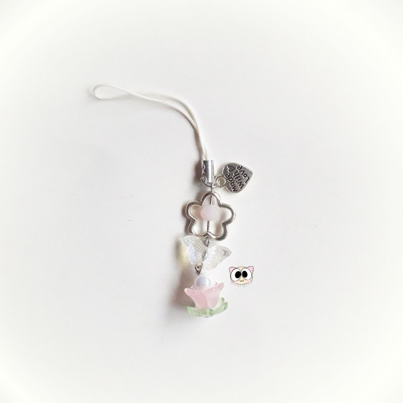(strap phone) beaded cute lotus flower phone charm