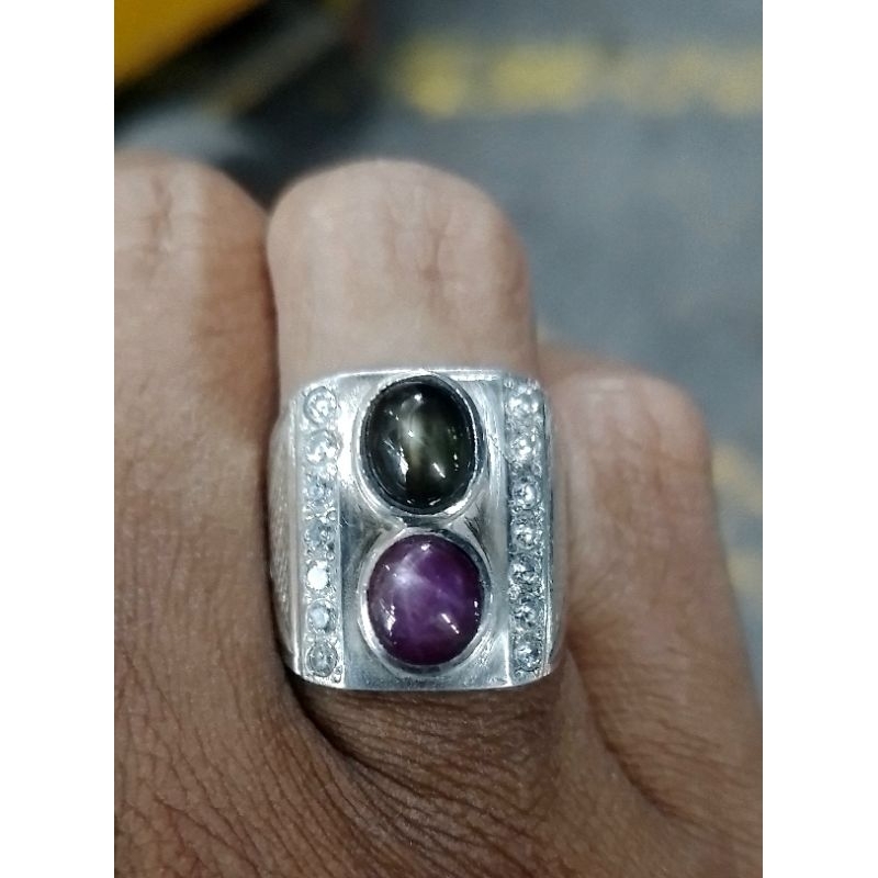 Batu Permata Natural Corundum Ruby star Dan Black safir star (Bangsing)
