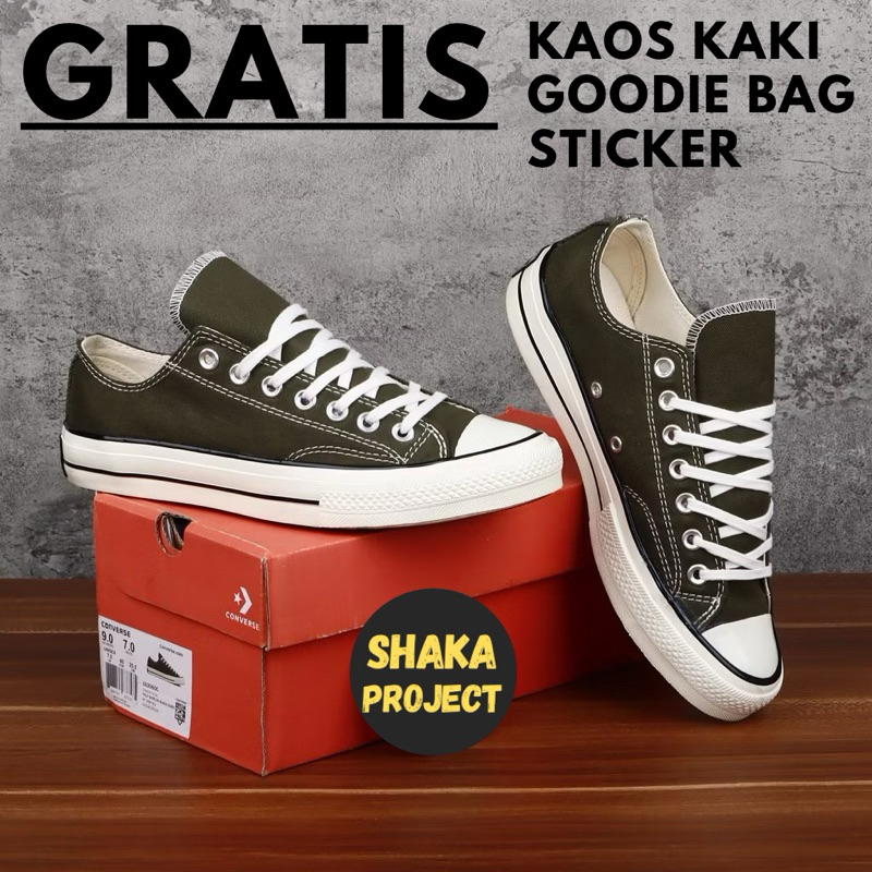 Sepatu Converse 70 S 70s Green Army Low Sepatu Sekolah Pria Wanita Converse Low Hijau Premium BNIB