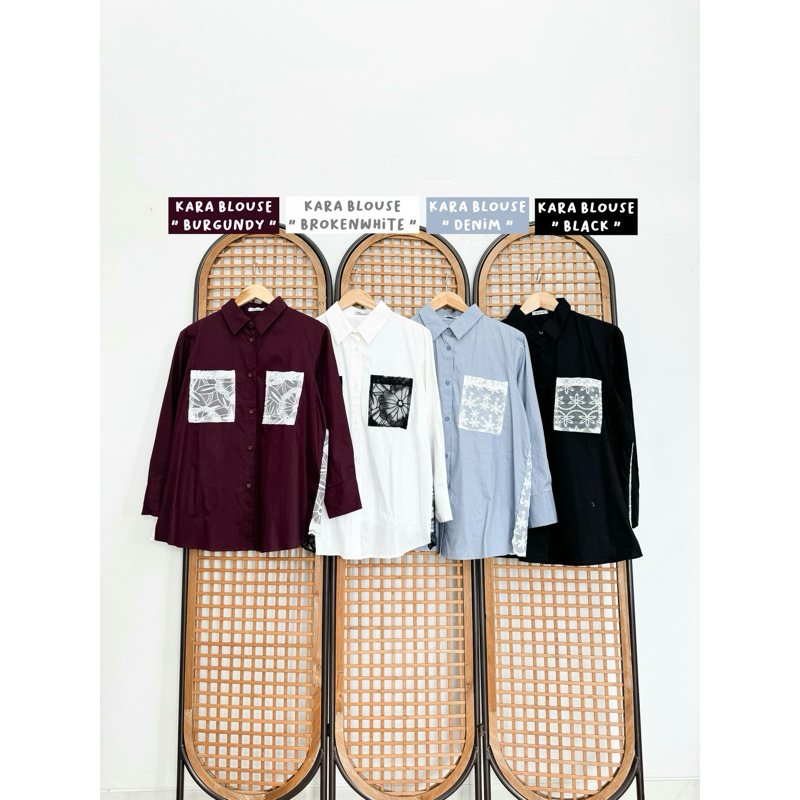 Karra Blouse & Rona Blouse | Blouse Bordir Cotton Poplin Blouse Poplin Blouse Serut Lengan Serut Lil