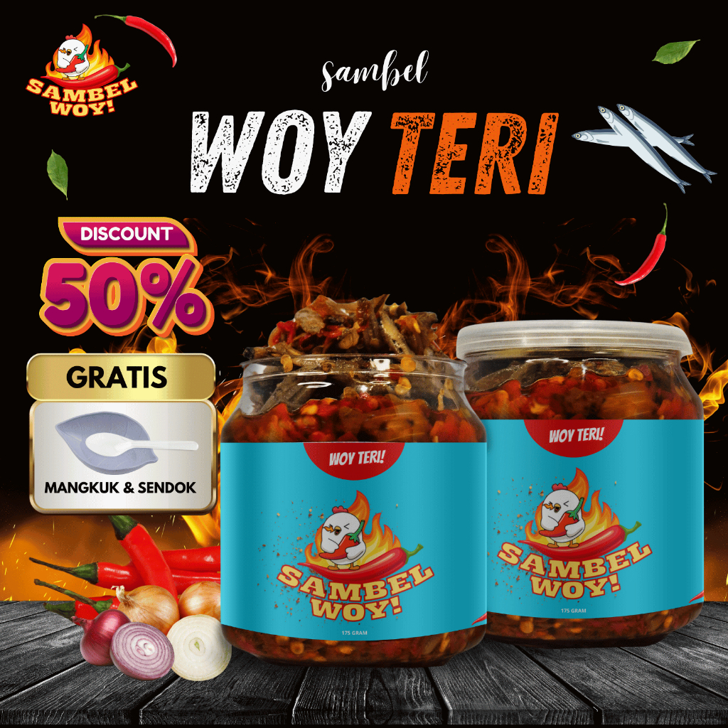 

SAMBAL TERI 175 GRAM SAMBEL WOY TERI - SAMBAL PEDAS GURIH KHAS BOGOR