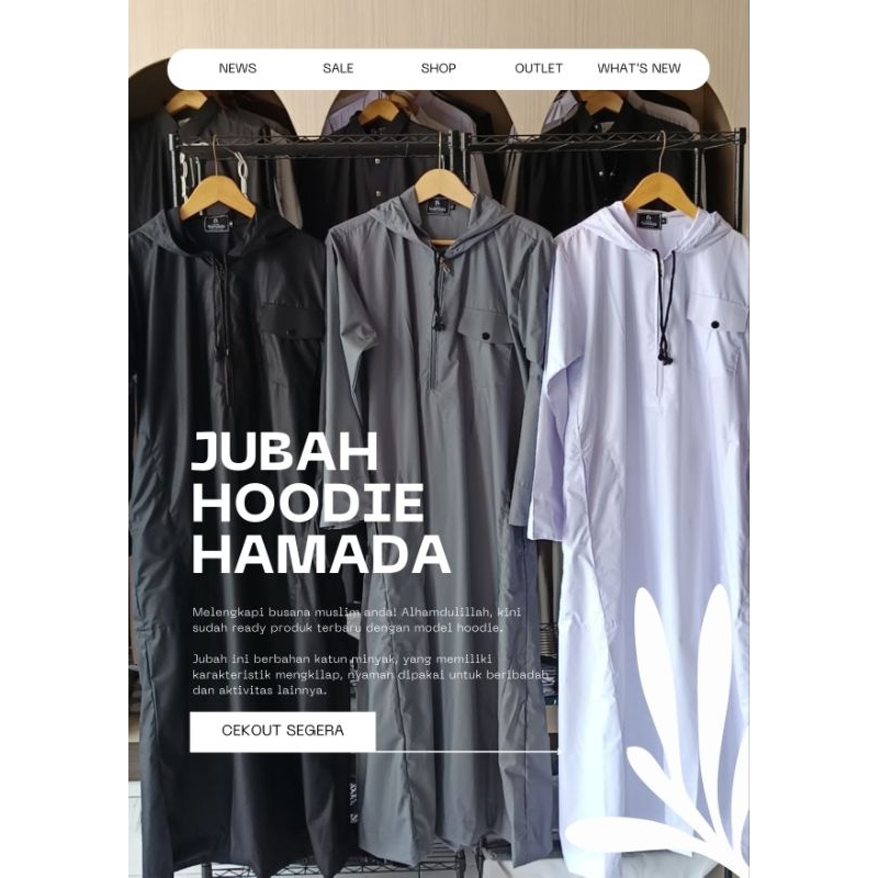 Jubah Gamis Pria Hoodie Hamada Murah