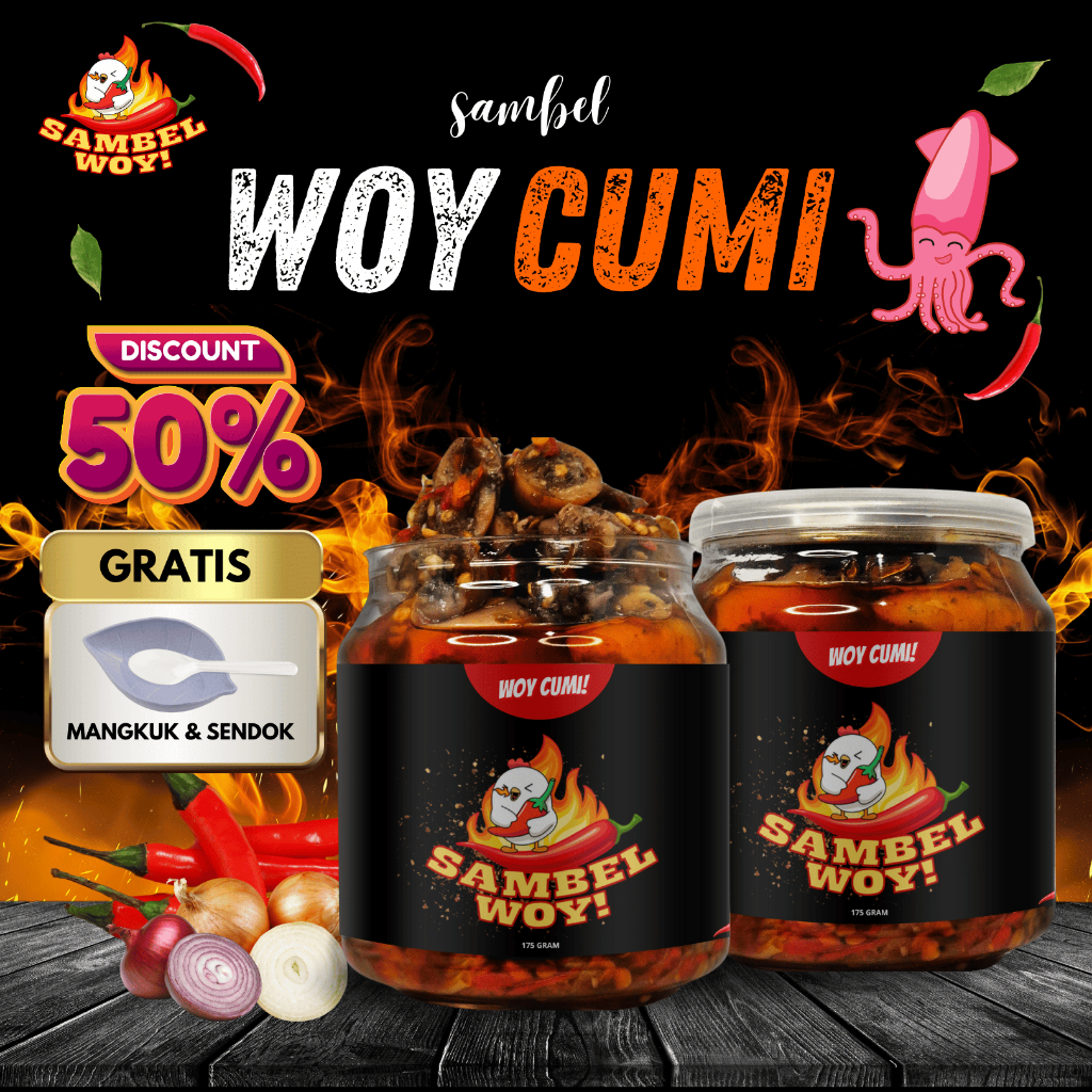 

SAMBAL CUMI 175 GRAM SAMBEL WOY CUMI - SAMBAL BABY CUMI PEDAS GURIH KHAS BOGOR