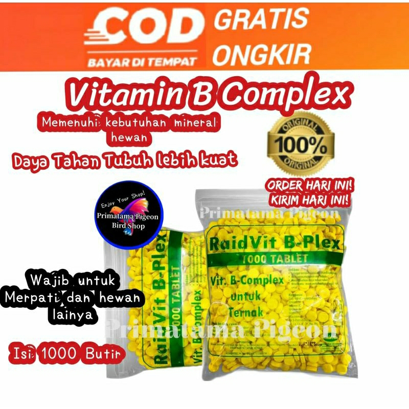 B Complex B-plex 1000 butir / Vitamin B complex Burung merpati ayam unggas hewan kucing anjing