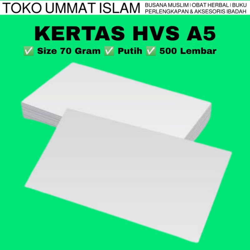 

Kertas HVS Putih Ukuran A5 70g isi 500 Lembar