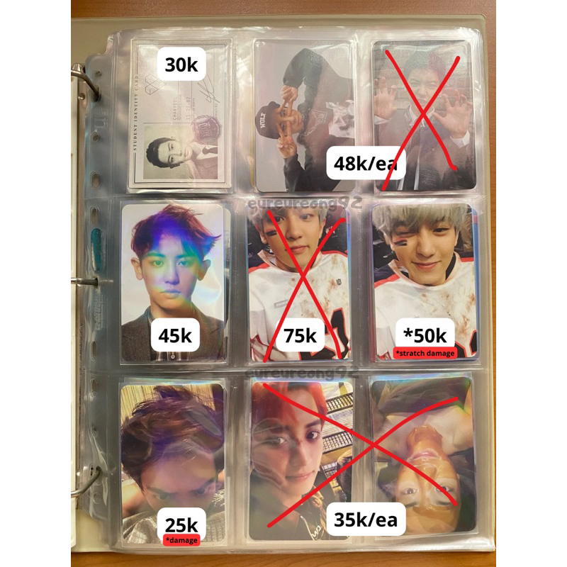 official photocard EXO Chanyeol xoxo, growl, lmr wink, overdose, sfy
