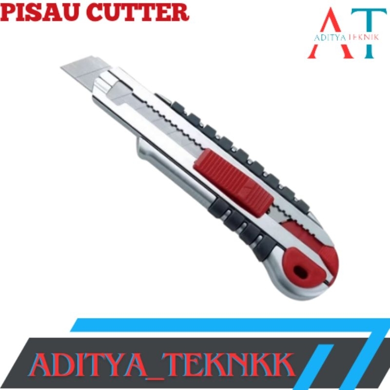 

Cutter Besar Ukuran 17 cm, Alat Potong Kardus, Cutter Anti Slip dengan kunci otomatis