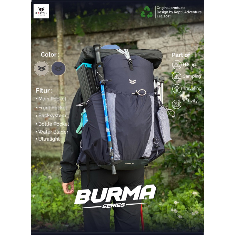 TAS GUNUNG/CARRIER ULTRALIGHT 40L REPTIL ADVENTURE BURMA series