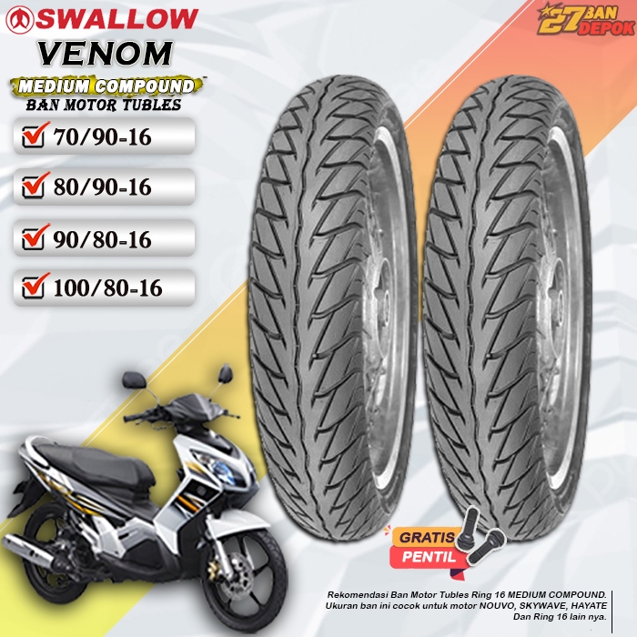 Ban Motor SWALLOW Venom Ring 16 Tubles Ban Motor Tubeless Nouvo Skywave Hayate Ring 16 Tubles