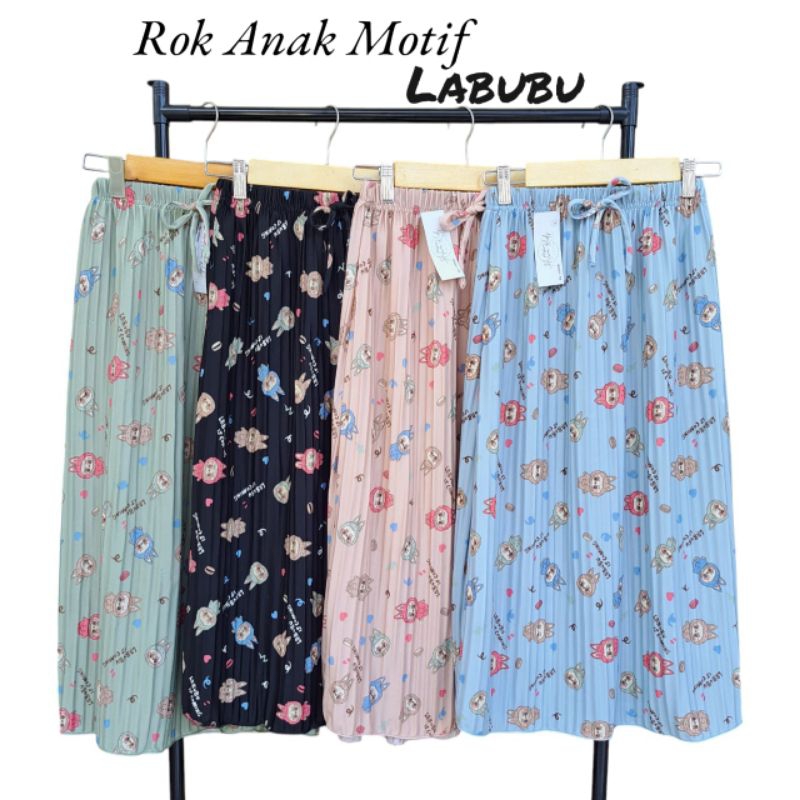 Rok plisket labubu anak umur 3-12 tahun/rok anak cewek motif