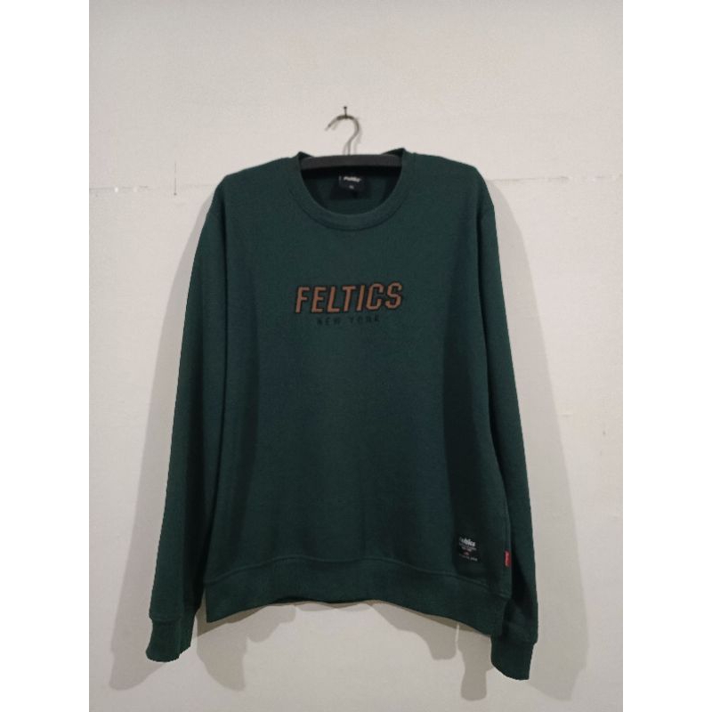 Crewneck CN brand feltics full bordir ganteng hijau botol