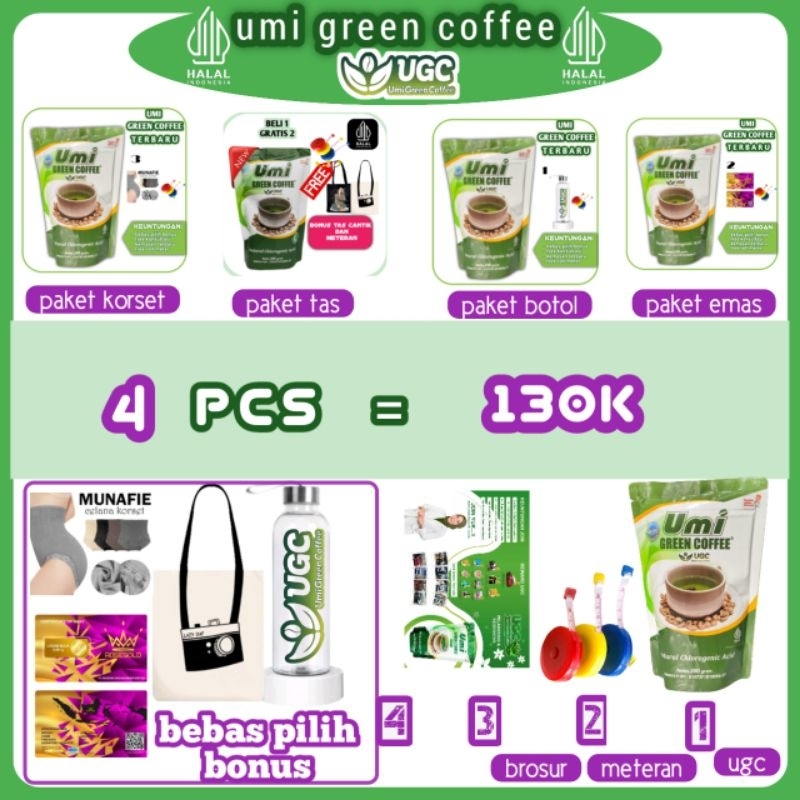 

kopi hijau Umi Green Coffee terbaru original 100% logo halal putih 250gram