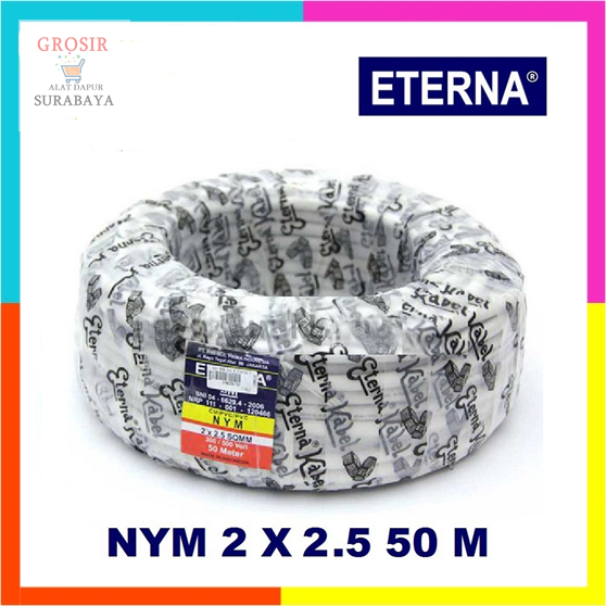 ETERNA KABEL LISTRIK NYM 2X2,5mm 50meter / Kabel Listrik ETERNA 1 Roll