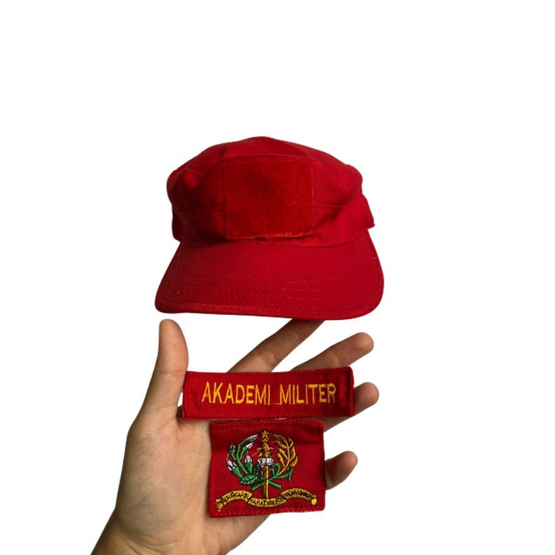 Patrol Cap Topi Lapangan Pendidikan Akademi Militer AKMIL Merah Full Patch (3)