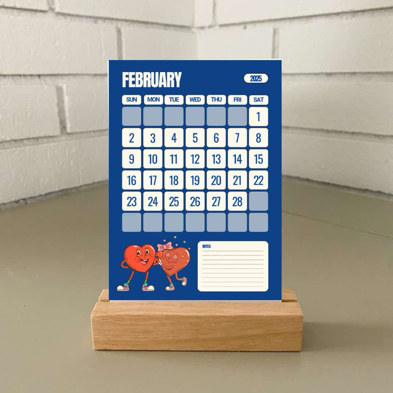

SAYGIFT 2025 Desk Calendar Portrait Cute Illustration / Kalender Meja 2025 Custom Estetik Kalender 2025 | Decoration Calendar | A6 Calendar #Lovely | Wooden Stand Calendar