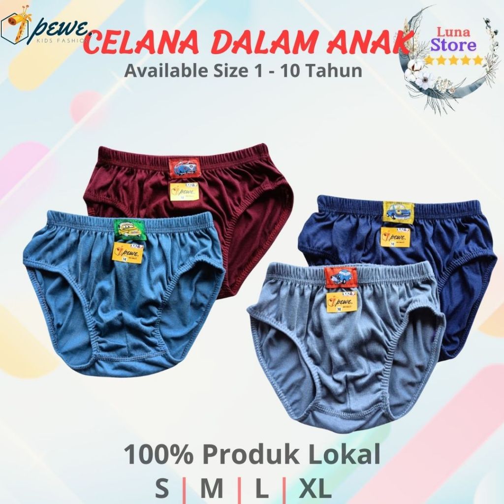 6 PCS CELANA DALAM ANAK LAKI-LAKI PEWE | 3 WARNA BAHAN KATUN LEMBUT NYAMAN | CELANA DALAM ANAK COWOK