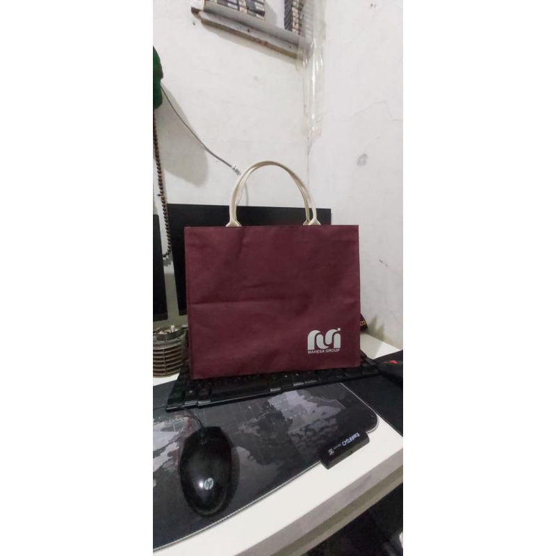 Custom Sablon Tas Belanja Handle tas hampers denim Tote Bag Logo Tas Nikahan Hajatan