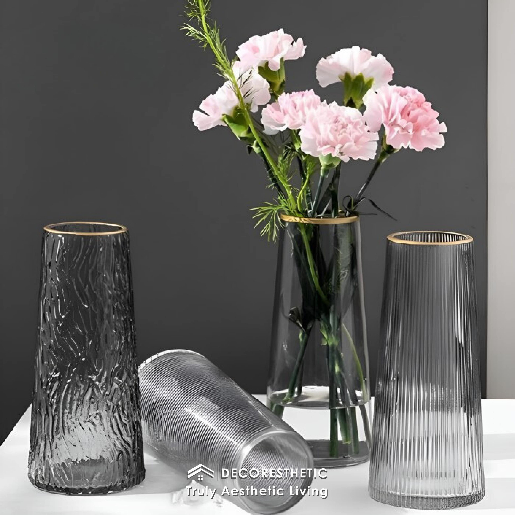Decoresthetic Tempat Bunga Vas Bunga Kaca Meja Dekorasi Ruang Tamu Minimalis