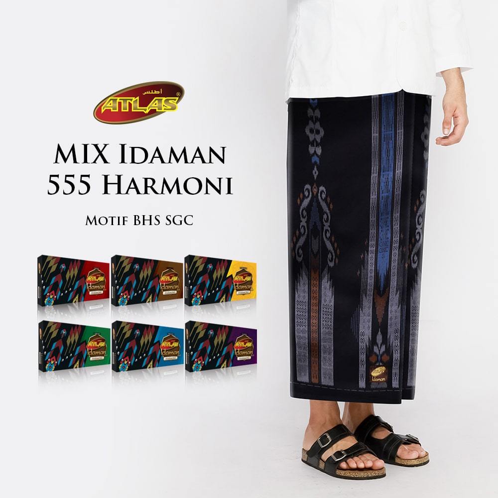 GROSIR SARUNG ATLAS IDAMAN 555 HARMONI MOTIF BHS SGC WARN MIX