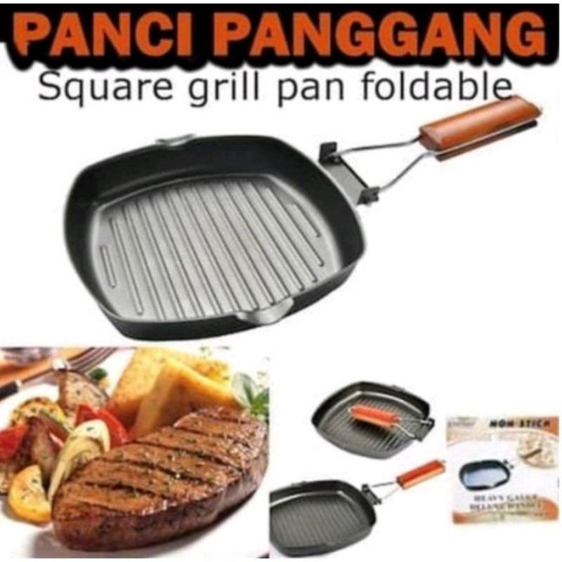 COD 400GR SQUARE GRILL PAN PANGGANGAN LIPAT / Teplon Panggang