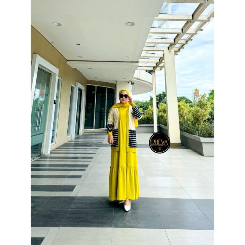 SET GAMIS 2in1 LIME by DHEWA STYLE