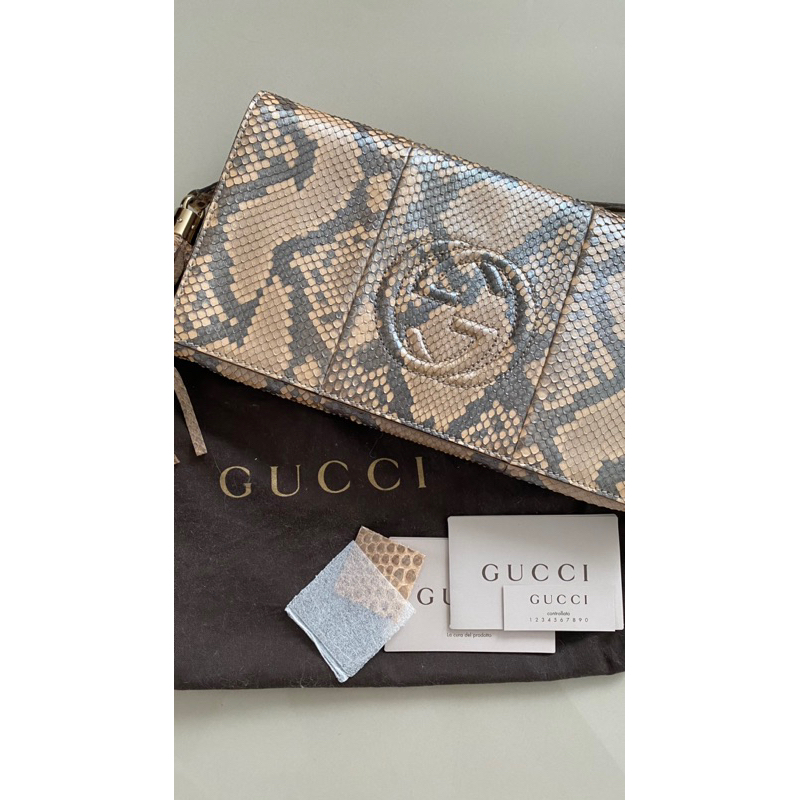Dompet Clutch Gucci Python Metallic Clutch Original Used