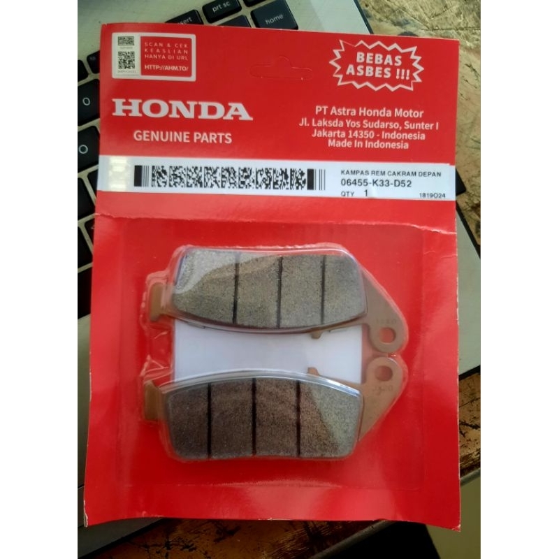 Kampas Rem Depan / Pad Set FR CBR250RR K64 AHM (06455-K33-D52) ORIGINAL