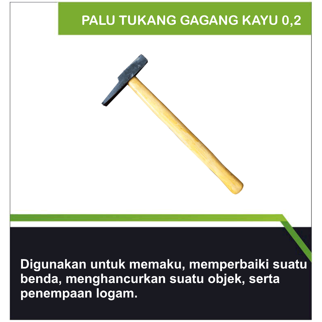 Palu Tukang Gagang Kayu Ukuran 0,2 / Martil / Palu tukang/palu