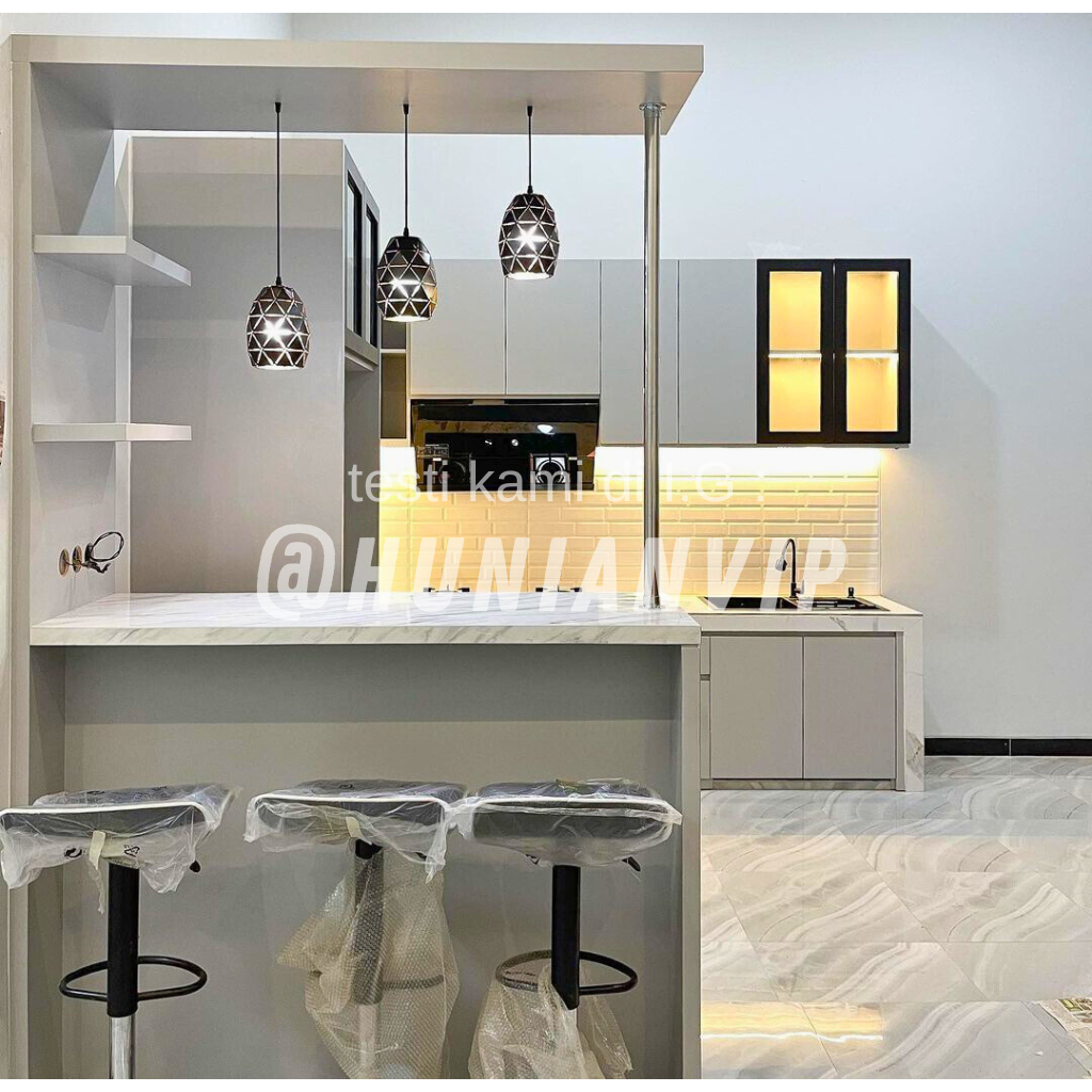 Mini bar minimalis / kitchen set mini bar finishing aluminium acp terpasang