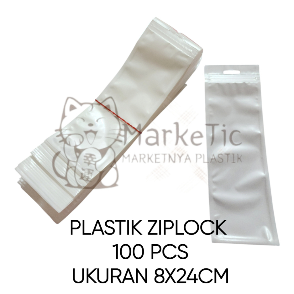 Plastik Ziplock 100pcs Ukuran 8x24 Cm / Plastik Aksesoris / Plastik Klip Putih / Plastik Packing / P